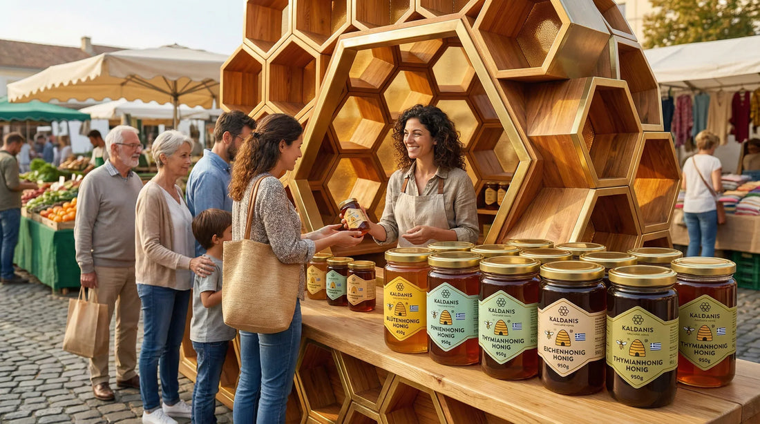 Verkaufsstand Markstand für Honigverkauf auf einem Markt