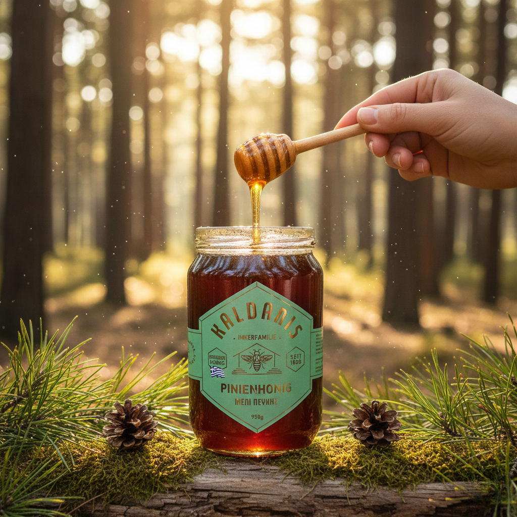 Pinienhonig Kaldanis kaufen | Griechischer Honigtauhonig aus Griechenland